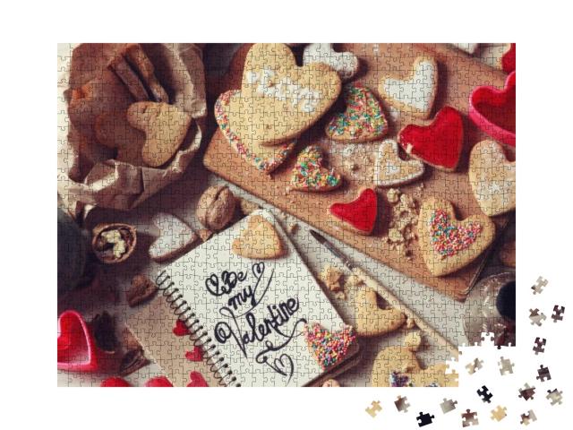 Cooking of Homemade Cookies for Valentines Day... Jigsaw Puzzle with 1000 pieces