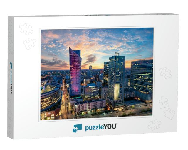 Warsaw City with Modern Skyscraper At Sunset... Jigsaw Puzzle