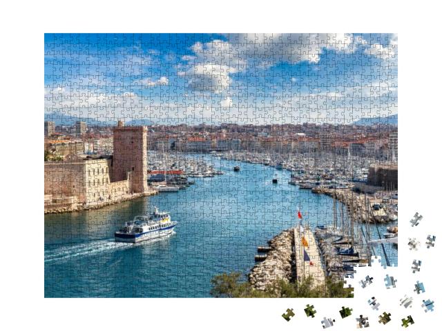 Saint Jean Castle & Cathedral De La Major & the Vieux Por... Jigsaw Puzzle with 1000 pieces