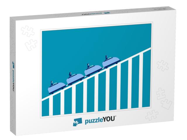 Roller Coaster Economy. Concept Business Vector Illustrat... Jigsaw Puzzle