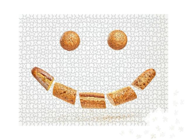 Baguette with Sesame Seed Flying in Air, Smile Shape. Fre... Jigsaw Puzzle with 1000 pieces