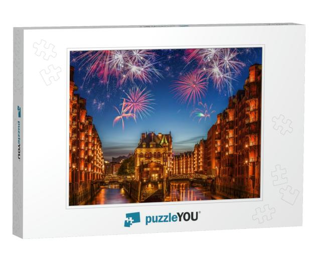 Fireworks in Hamburg Germany During New Years Celebration... Jigsaw Puzzle