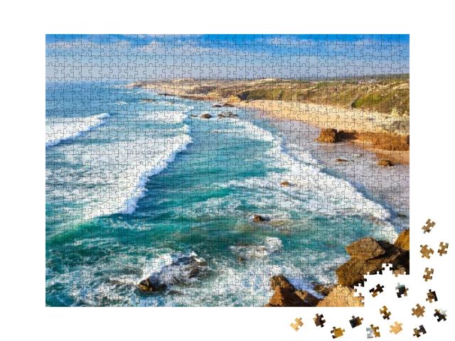 Amazing Cliff Rocks on the West Coast of Portugal in Alen... Jigsaw Puzzle with 1000 pieces