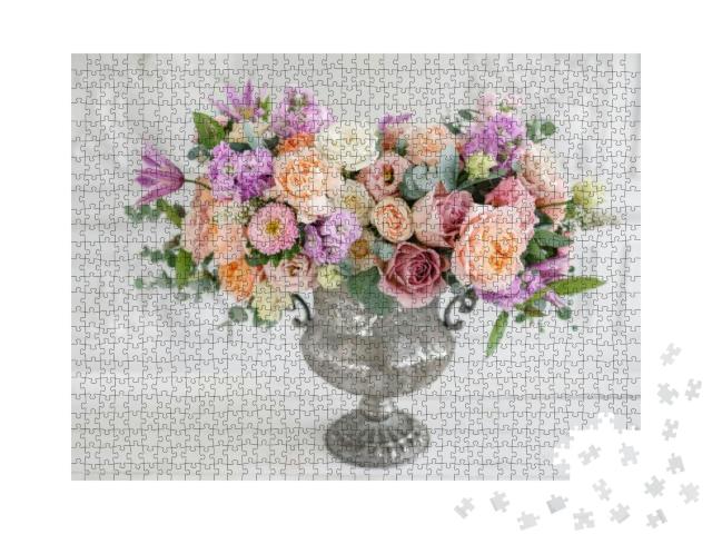Gorgeous Bouquet of Different Flowers. Floral Arrangement... Jigsaw Puzzle with 1000 pieces