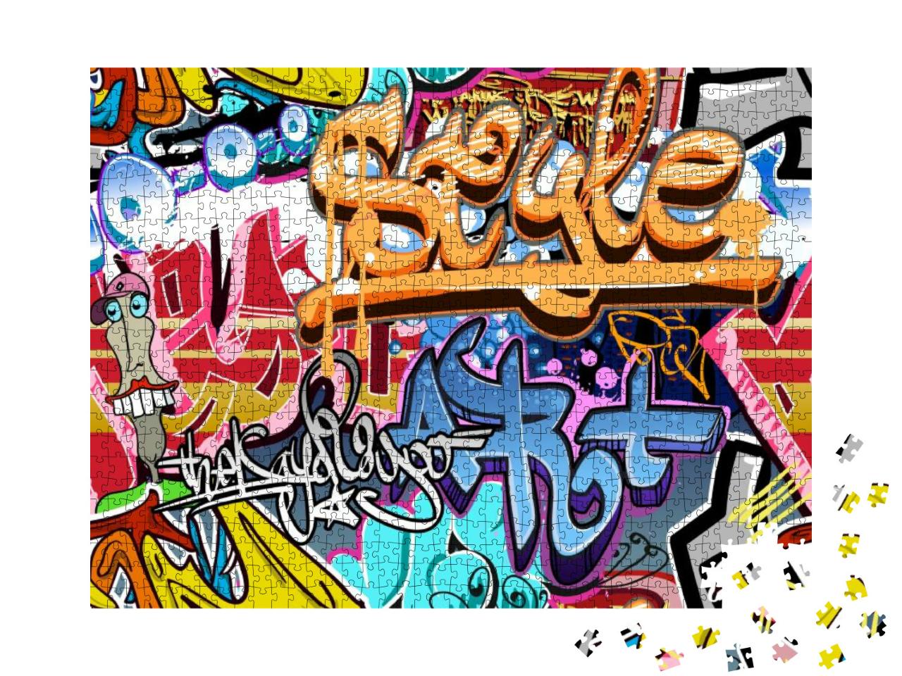 Graffiti Wall. Street Art Graffiti Vector Urban Texture B... Jigsaw Puzzle with 1000 pieces