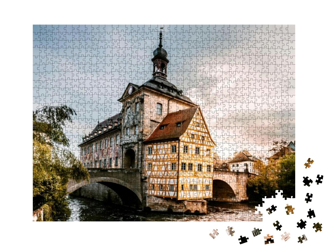 The Radhhaus in Bamberg in the Middle of the River in the... Jigsaw Puzzle with 1000 pieces