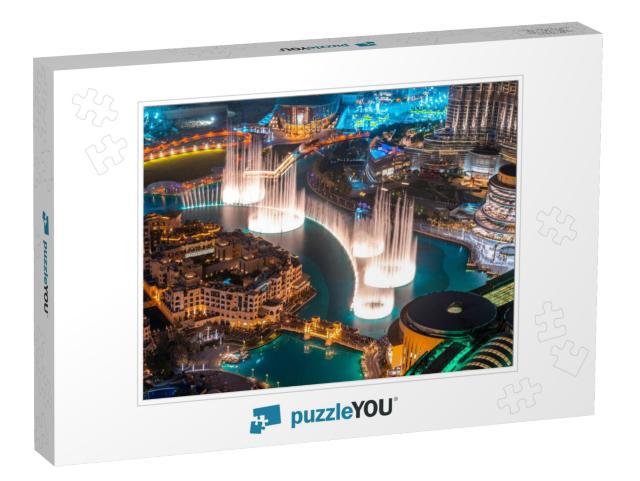 Dancing Fountain Show. Magical View At Night. Tourist Att... Jigsaw Puzzle