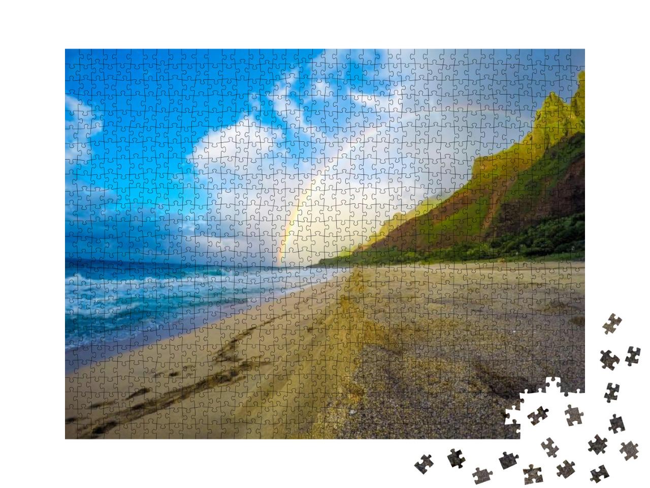Rainbow Over Na Pali, Kauai Hawaii... Jigsaw Puzzle with 1000 pieces