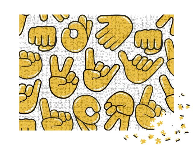 Hold, Ok, Rock, Call Me, Pointing Up & Victory Hand Emoji... Jigsaw Puzzle with 1000 pieces