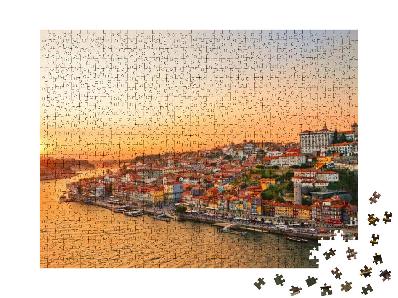 Magnificent Sunset Over the Porto City Center & the Douro... Jigsaw Puzzle with 1000 pieces