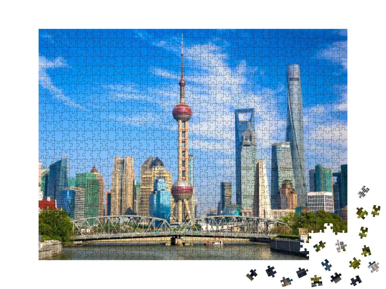 Shanghai Skyline with Historical Waibaidu Bridge, China... Jigsaw Puzzle with 1000 pieces