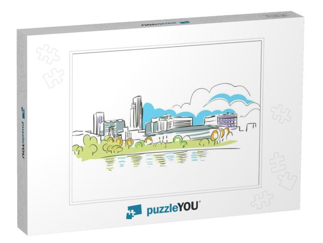 Omaha Nebraska USA America Vector Sketch City Illustration... Jigsaw Puzzle