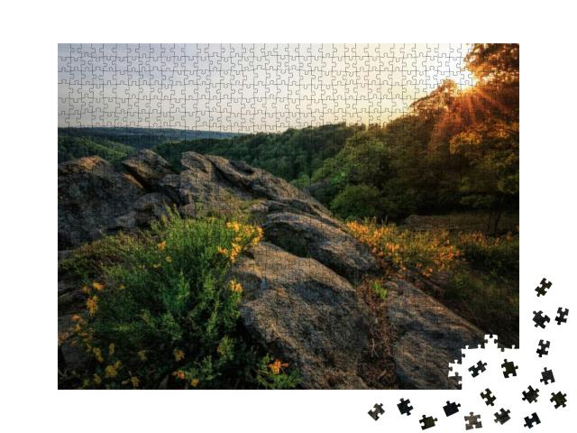 The Bode Valley in the Harz in Thale At Sunset... Jigsaw Puzzle with 1000 pieces