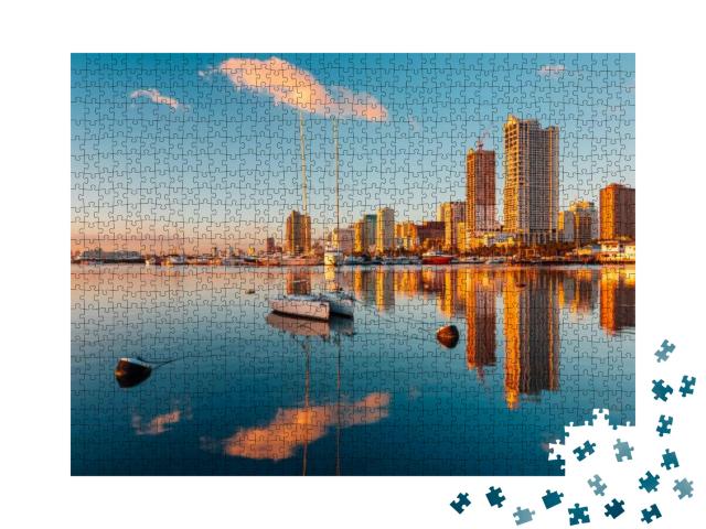 Skyline of Manila City & Manila Bay... Jigsaw Puzzle with 1000 pieces