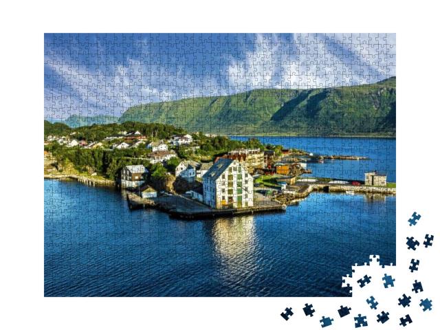 Alesund, Norway. Sea View on Houses on the Island in Summ... Jigsaw Puzzle with 1000 pieces