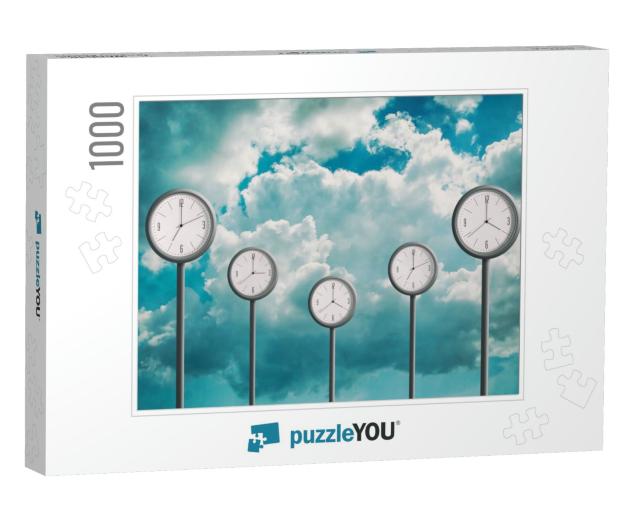 Street Clock on the Background of the Cloudy Sky. Showing... Jigsaw Puzzle with 1000 pieces