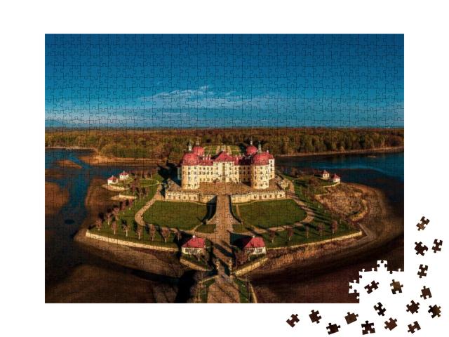 Panoramic View on Schloss Moritzburg, Germany. Drone Phot... Jigsaw Puzzle with 1000 pieces
