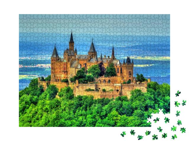 View of Hohenzollern Castle in the Swabian Alps - Baden-W... Jigsaw Puzzle with 1000 pieces