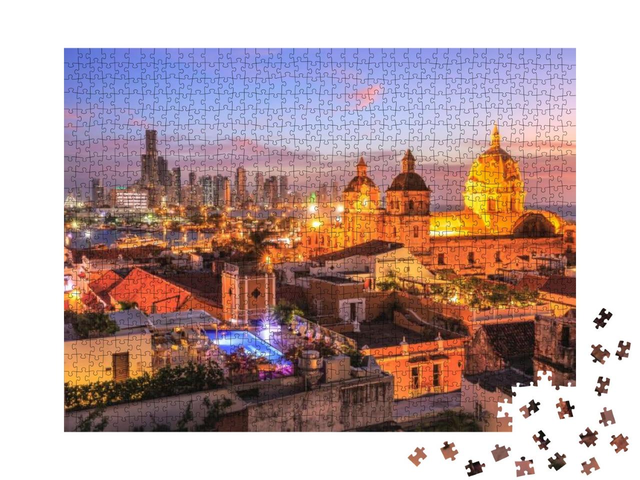 Night View of Cartagena De Indias, Colombia... Jigsaw Puzzle with 1000 pieces