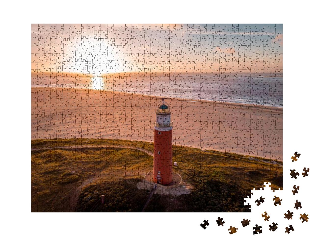 Texel Lighthouse During Sunset Netherlands Dutch Island T... Jigsaw Puzzle with 1000 pieces