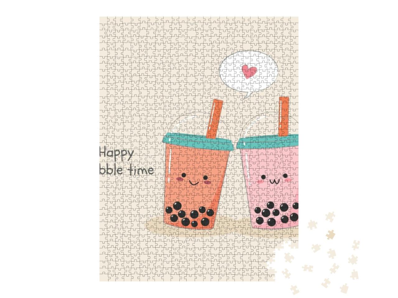 Cute Couple of Bubble Milk Ice Teas in Plastic Containers... Jigsaw Puzzle with 1000 pieces