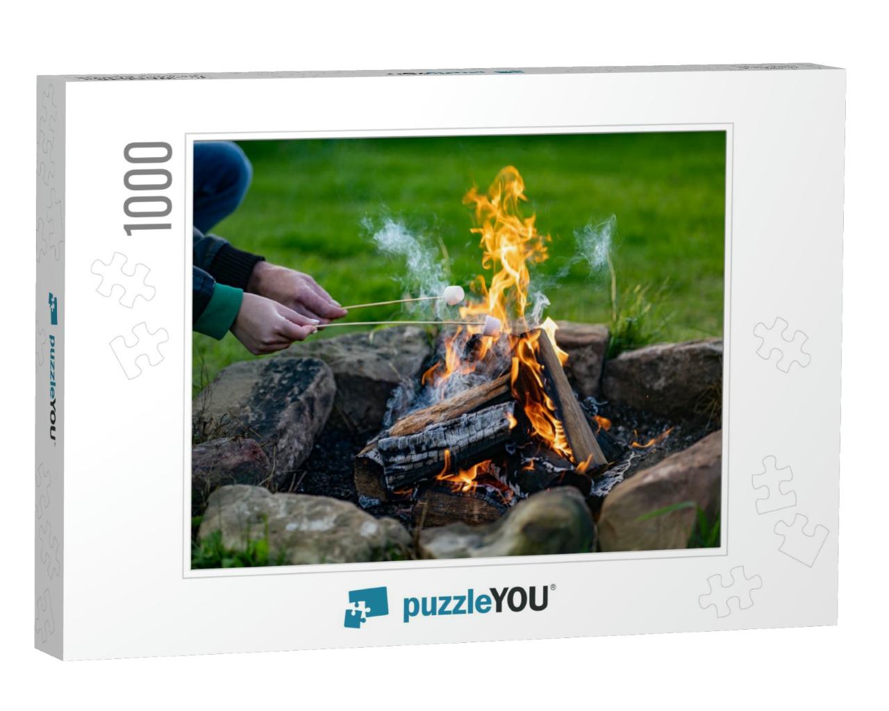 Toasting a Marshmallow on an Open Camp Fire Pit... Jigsaw Puzzle with 1000 pieces