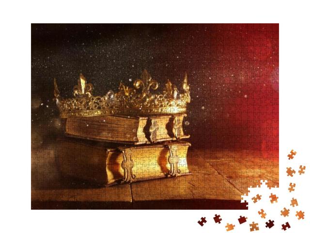 Low Key Image of Beautiful Queen/King Crown on Old Books... Jigsaw Puzzle with 1000 pieces