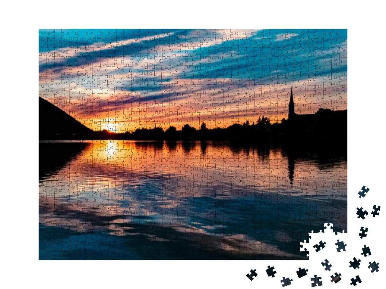Beautiful Alpine Sunset View with Reflections & Dramatic... Jigsaw Puzzle with 1000 pieces