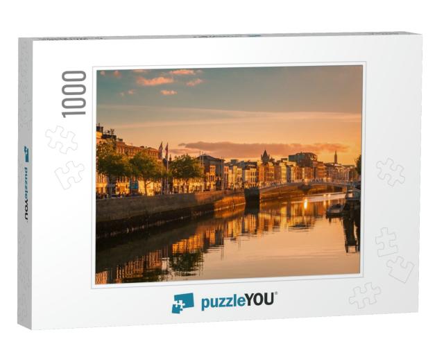 Beautiful Golden Hour View Over Dublin City Center in Dub... Jigsaw Puzzle with 1000 pieces