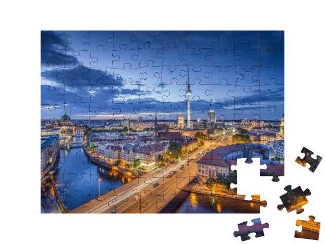 Aerial View of Berlin Skyline with Famous Tv Tower & Spre... Jigsaw Puzzle with 100 pieces