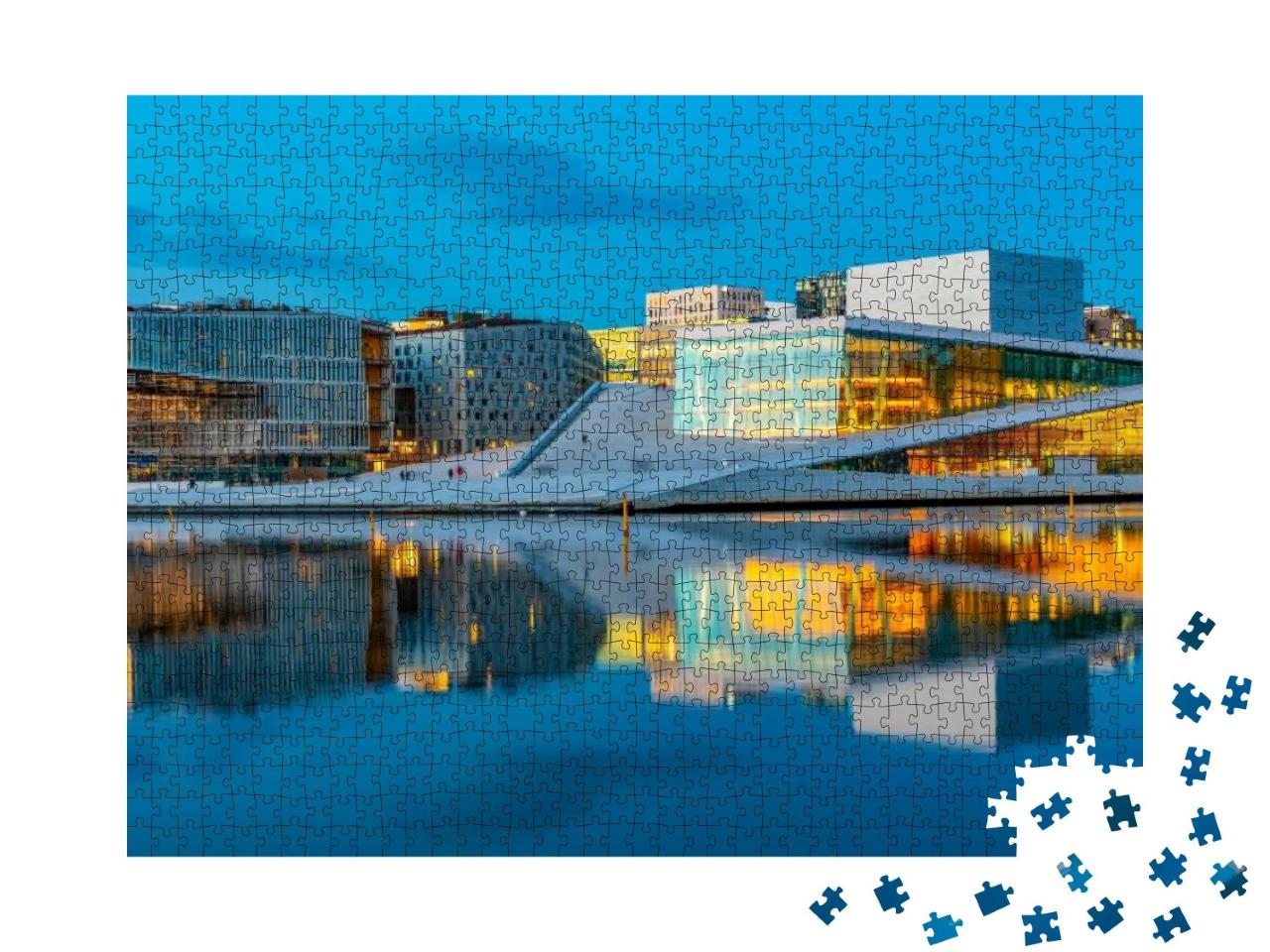 Night View of Opera House in Oslo, Norway... Jigsaw Puzzle with 1000 pieces
