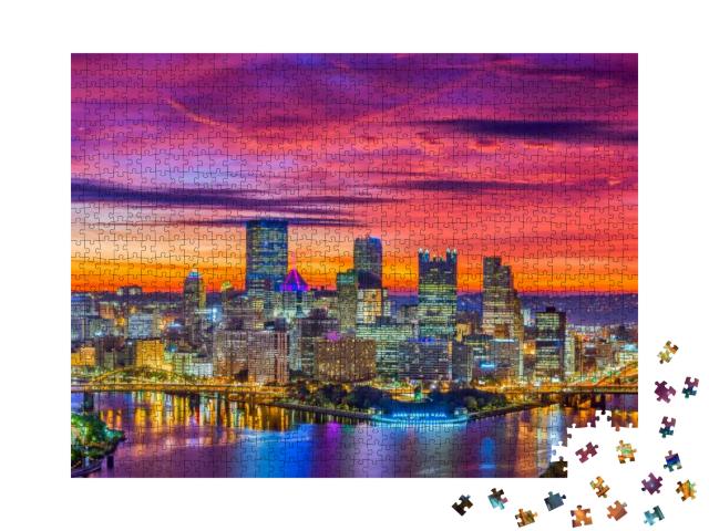 Pittsburgh, Pennsylvania, USA Downtown Skyline on the Rive... Jigsaw Puzzle with 1000 pieces