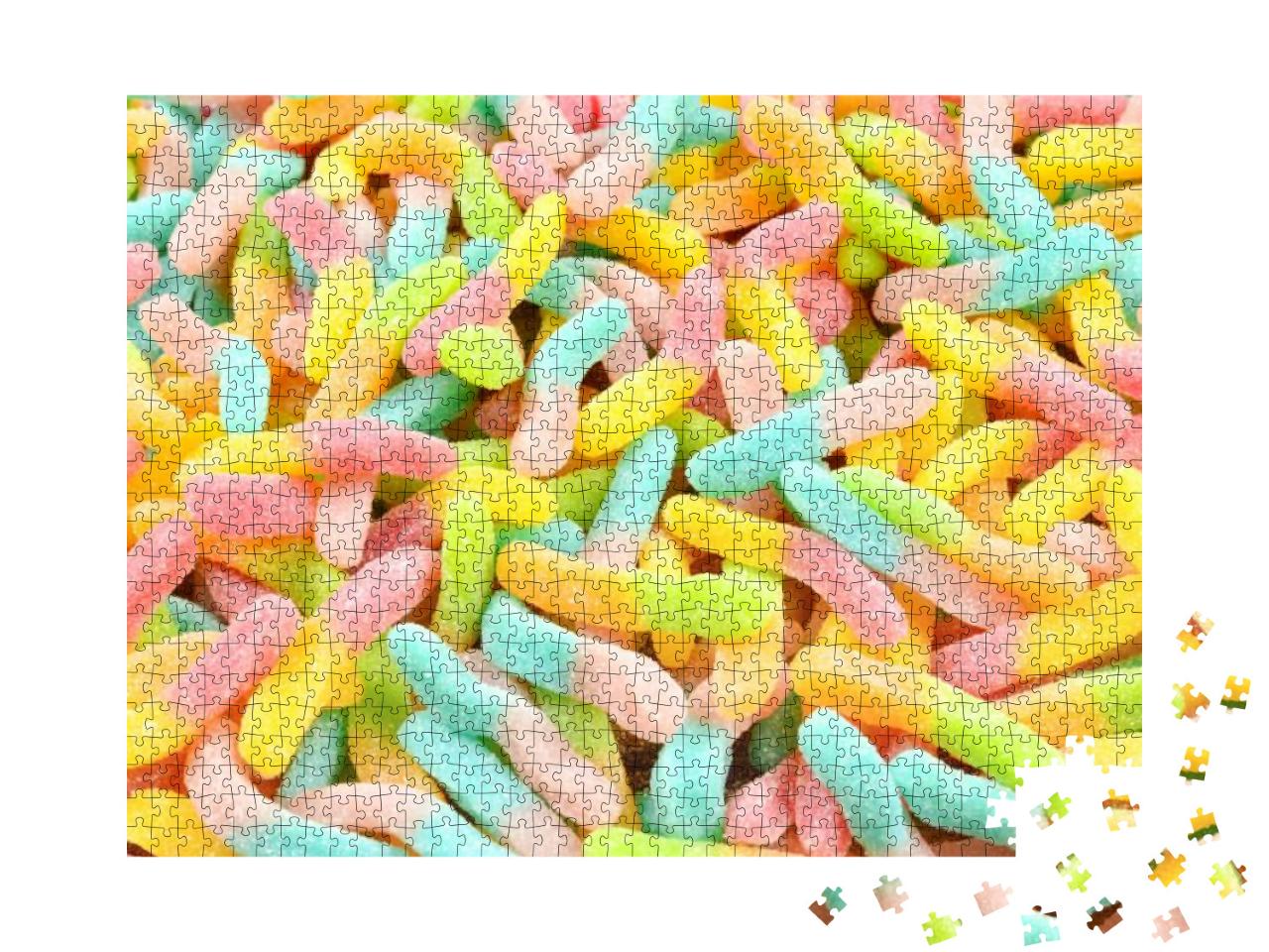 Juicy Colorful Jelly Sweets. Gummy Candies. Snakes... Jigsaw Puzzle with 1000 pieces