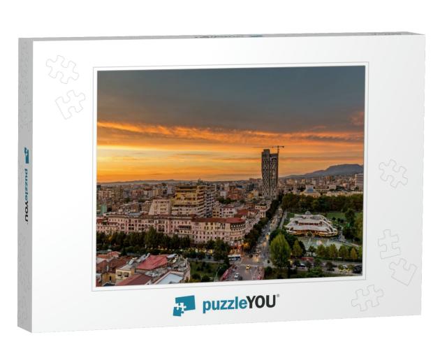 Fantastic Sunset, View of Tirana, Capital of Albania from... Jigsaw Puzzle