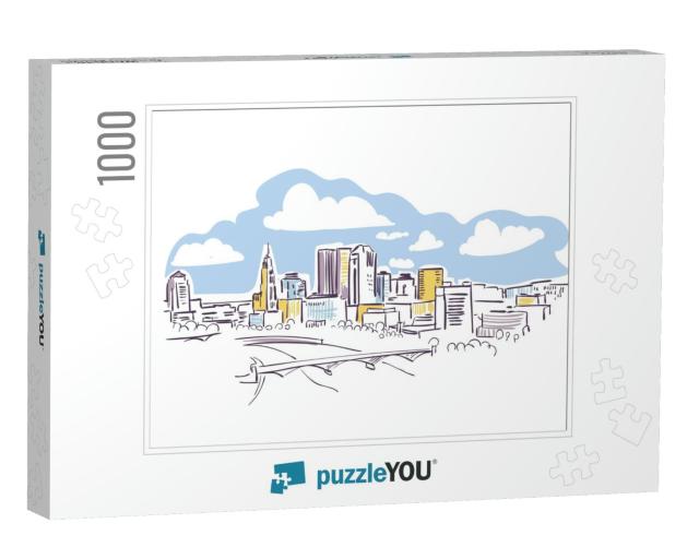 Columbus Ohio USA America Vector Sketch City Illustration... Jigsaw Puzzle with 1000 pieces