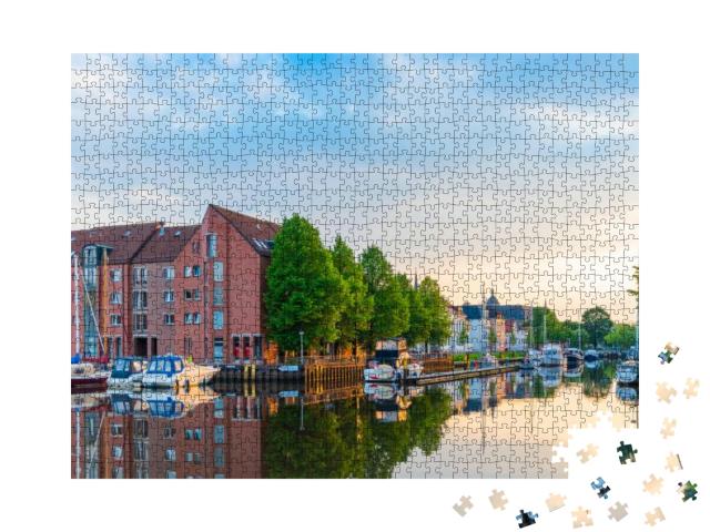 Boats Drop Anchor in a Haven, Oldenburg, Germany... Jigsaw Puzzle with 1000 pieces