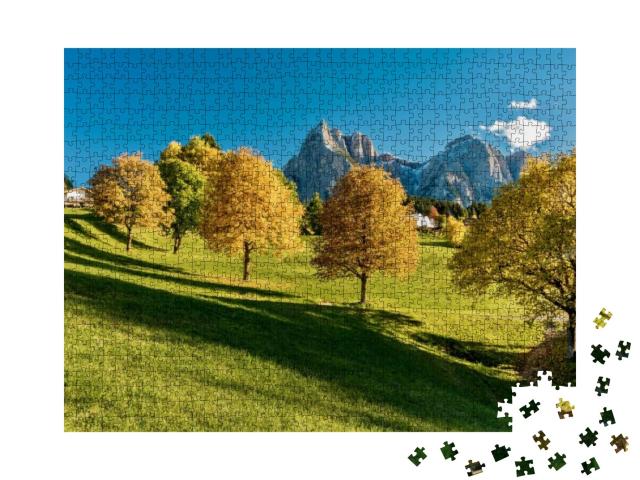Autumn Mountain Landscape, Dolomites Alps Forest an Peak... Jigsaw Puzzle with 1000 pieces