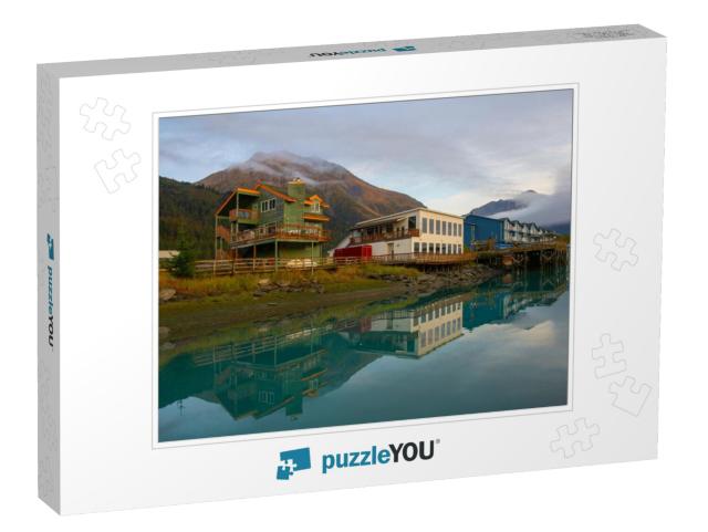 Historic Buildings At Seward Boat Harbor in Seward, Kenai... Jigsaw Puzzle