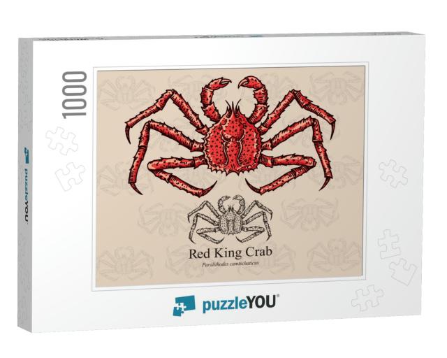Red King Crab. Vector Illustration with Refined De... Jigsaw Puzzle with 1000 pieces