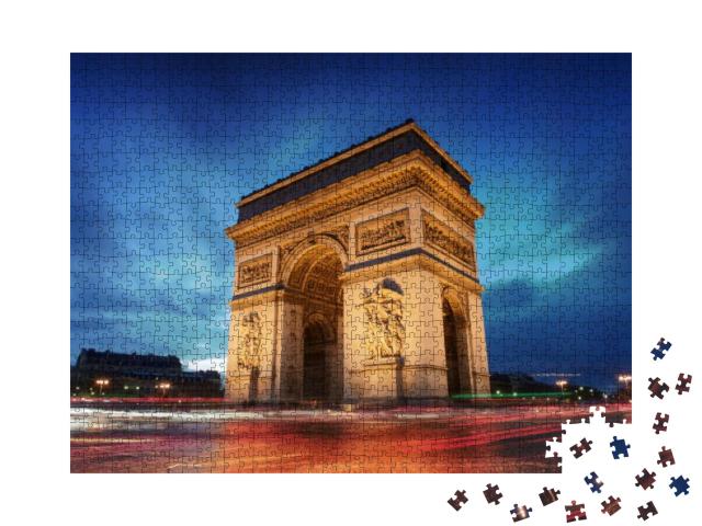 Arc De Triomphe Paris City At Sunset - Arch of Triumph... Jigsaw Puzzle with 1000 pieces