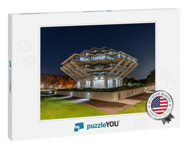 Geisel Library in Ucsd At Night, Aka Dr. Seuss Library... Jigsaw Puzzle