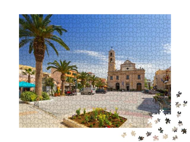Square At Orthodox Cathedral in the Old Town of Chania on... Jigsaw Puzzle with 1000 pieces