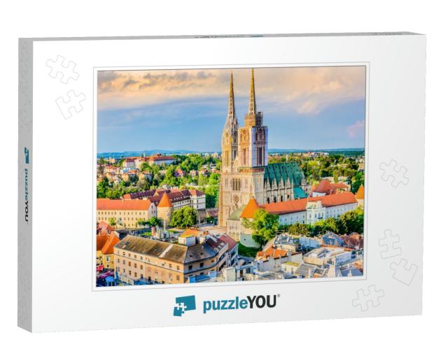 Aerial View on Cathedral in Zagreb City, Capital Town of... Jigsaw Puzzle