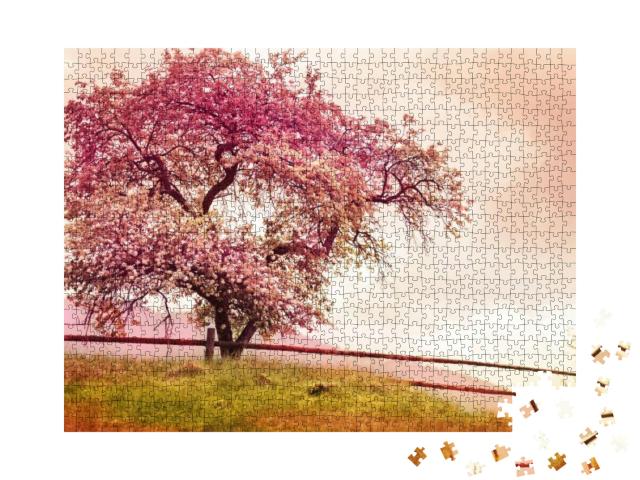 Blossom Tree Over Nature Background/ Spring Flowers/Sprin... Jigsaw Puzzle with 1000 pieces