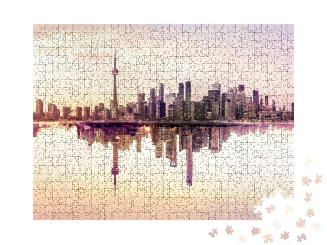 Photo Montage of Toronto & Shanghai Skylines... Jigsaw Puzzle with 1000 pieces