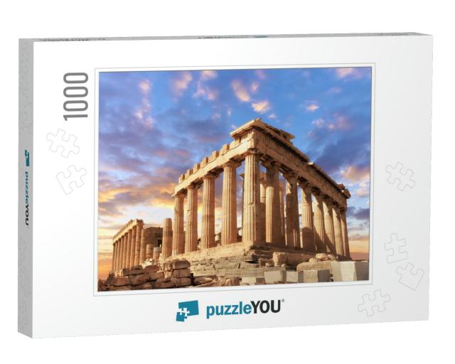Parthenon Temple on a Sunset. Acropolis in Athens, Greece... Jigsaw Puzzle with 1000 pieces