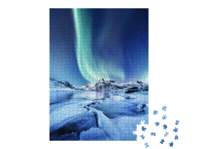Aurora Borealis, Lofoten Islands, Norway. Northern Light... Jigsaw Puzzle with 1000 pieces