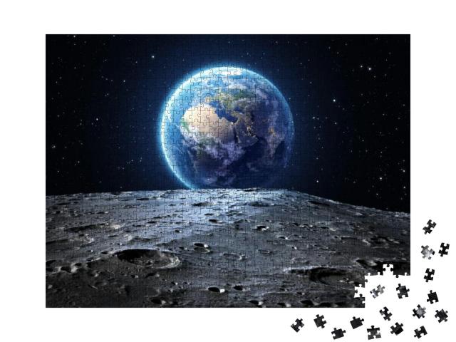 Blue Earth Seen from the Moon Surface Elements of This Im... Jigsaw Puzzle with 1000 pieces