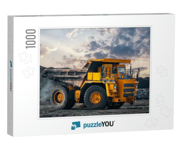 Big Yellow Mining Truck Laden Anthracite Moves Open Pit C... Jigsaw Puzzle with 1000 pieces