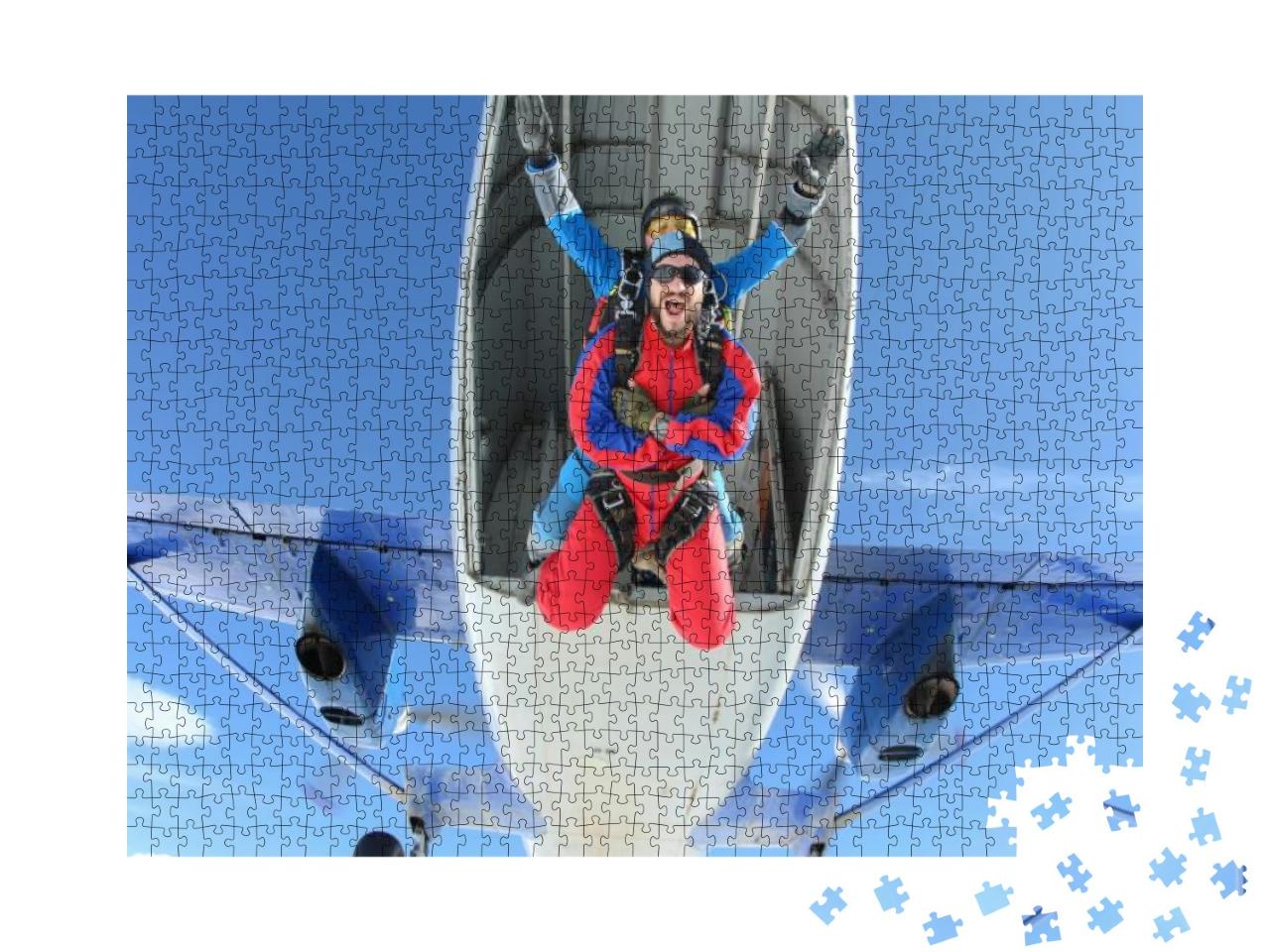 Tandem Skydiving. First Step Out... Jigsaw Puzzle with 1000 pieces